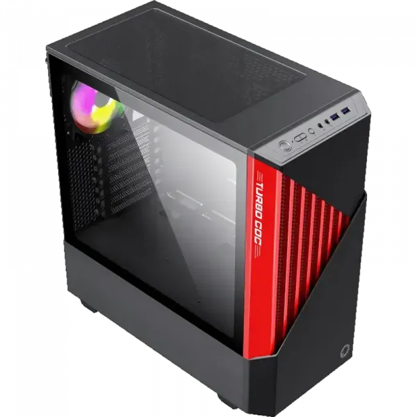 Компьютерный корпус Gamemax Contac COC, Midi-Tower, Без блока питания, Черный | Красный