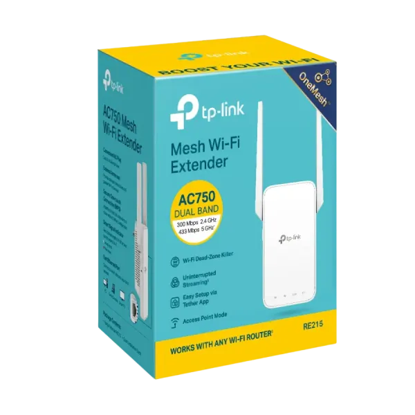 Усилитель Wi‑Fi сигнала TP-LINK RE215, 300 Мбит/с, 433 Мбит/с, Белый