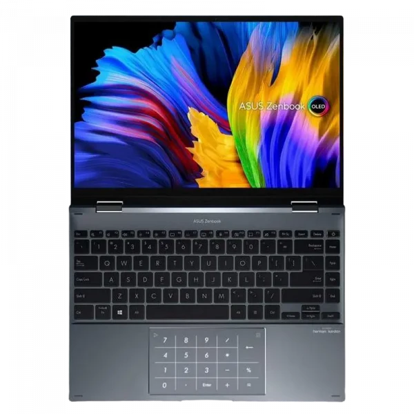 Laptop 14 ASUS Zenbook 14 Flip OLED UP5401EA, Pine Grey, Intel Core i5-1135G7, 8GB/256GB, Fără SO