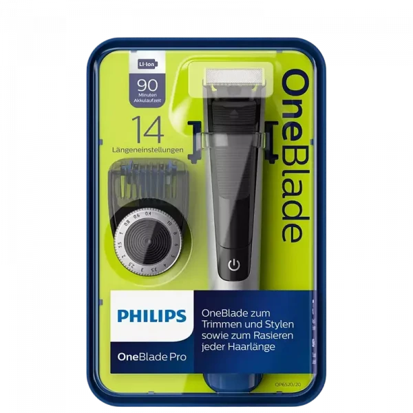 Trimmer pentru bărbați Philips OneBlade Pro QP6520/20, Negru | Argintiu