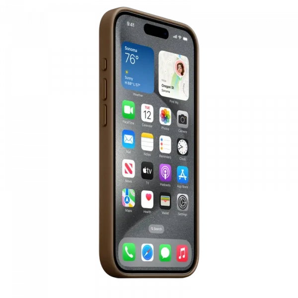 Чехол Apple iPhone 15 Pro FineWoven Case with MagSafe, Серо-коричневый
