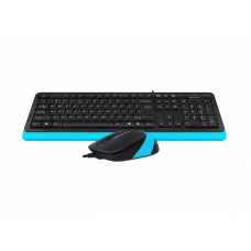Set Tastatură + Mouse A4Tech F1010, Cu fir, Negru/Albastru