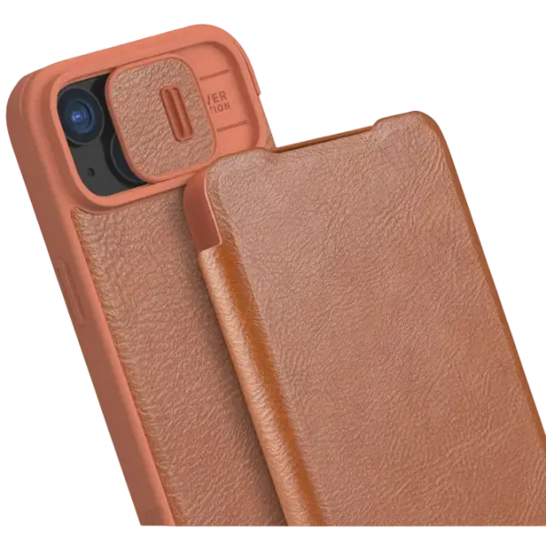 Чехол книжка Nillkin iPhone 15 Plus - Qin Pro, Коричневый