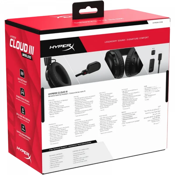Căști HyperX Cloud III Wireless, Fără fir, Negru
