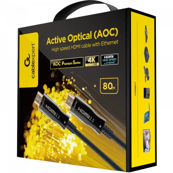 Cablu Video Cablexpert CCBP-HDMI-AOC-80M, HDMI (M) - HDMI (M), 80m, Negru