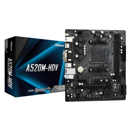 Placă de bază ASRock A520M-HDV, AM4, AMD A520, Micro-ATX