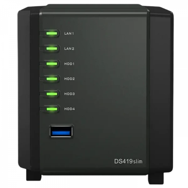 Сетевое хранилище SYNOLOGY DS419slim, Чёрный