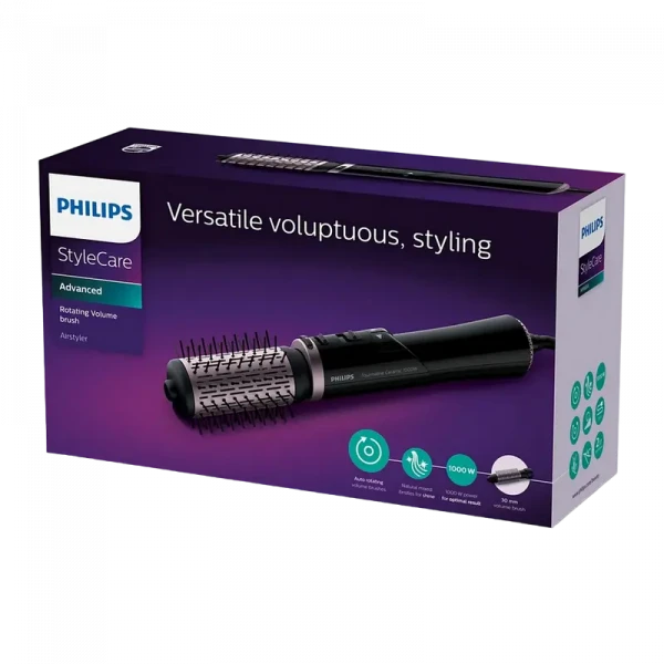 Uscător de păr-perie Philips Dynamic Volumebrush HP8654/00, 1000 W, Negru | Roz