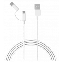 Cablu de încărcare Xiaomi SJV4082TY, USB Type-A/Micro USB, USB Type-C, 1m, Alb