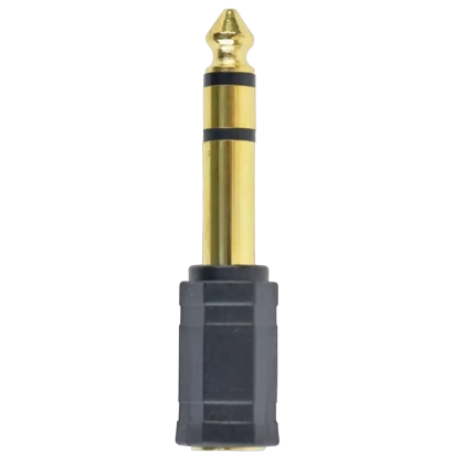 Аудио адаптер Cablexpert A-6.35M-3.5F, 6.35mm 3-pin (M) - 3.5mm 3-pin (F), Чёрный