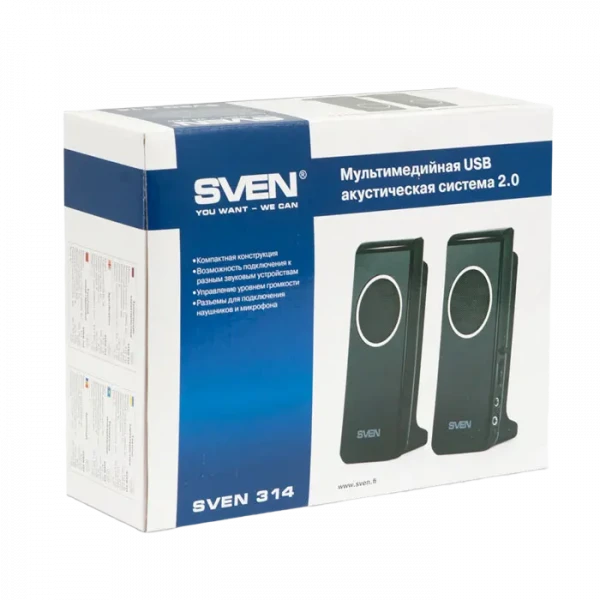 Компьютерные колонки 2.0 SVEN 314, Чёрный