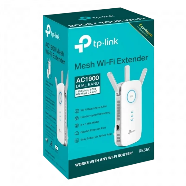Усилитель Wi‑Fi сигнала TP-LINK RE550, 600 Мбит/с, 1300 Мбит/с, Белый