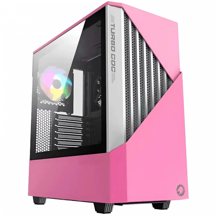Carcasă PC Gamemax Contac COC, Midi-Tower, Fără PSU, Roz | Gri