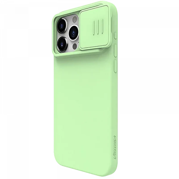 Husă Nillkin iPhone 15 Pro, CamShield Silky Silicone, Mint Green