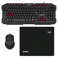 Set Tastatură + Mouse + Mouse Pad SVEN GS-9200, Cu fir, Negru/Rosu