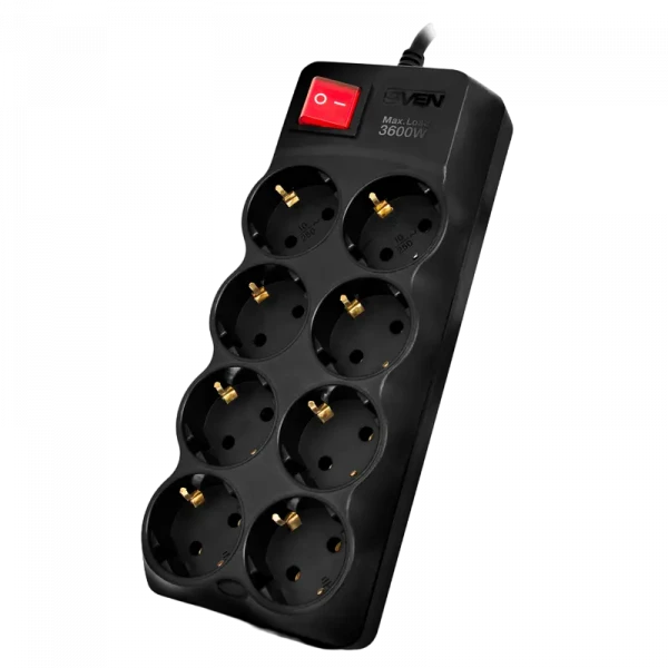 Сетевой фильтр SVEN SF-08-16, 8 Розеток, 3м, Чёрный