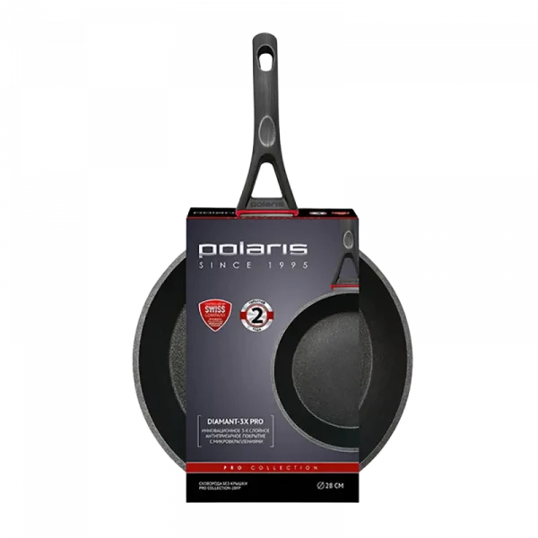 Tigaie adâncă Polaris PRO collection-28FP, 28cm, Negru