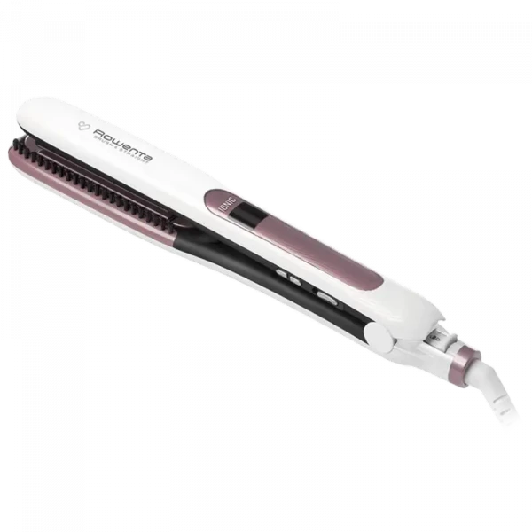 Выпрямитель для волос Rowenta Brush & Straight SF7510F0, Белый | Розовый