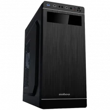 Carcasă PC Sohoo 5907BS, Midi-Tower, Sursă de alimentare încorporată, Negru/Argintiu