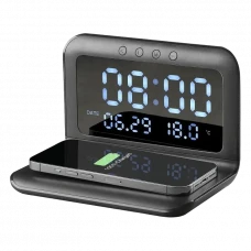 Ceas cu alarmă Cellularline, with Wireless Charging, Negru