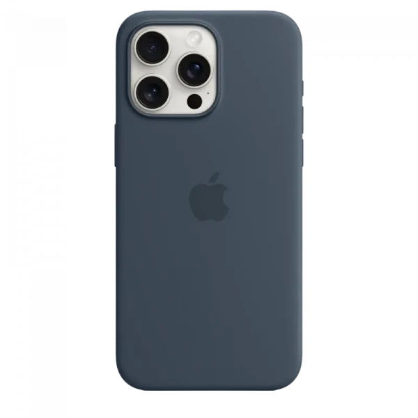 Husă Apple iPhone 15 Pro Max Silicone Case with MagSafe, Storm albastru