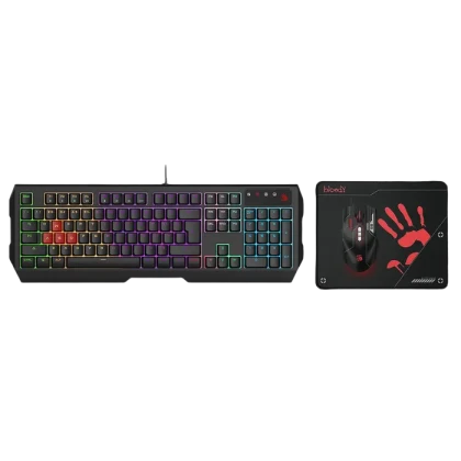 Set Tastatură + Mouse + Mouse Pad Bloody B1700 , Cu fir, Negru