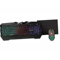 Set Tastatură + Mouse + Mouse Pad QUMO Solaris, Cu fir, Negru