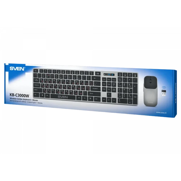 Клавиатура и мышь SVEN KB-C3000W, Беспроводное, Чёрный
