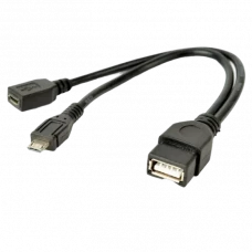 Адаптер USB Cablexpert A-OTG-AFBM-04, USB Type-A (F)/micro-USB (F) + micro-USB (M), 0,15м, Чёрный