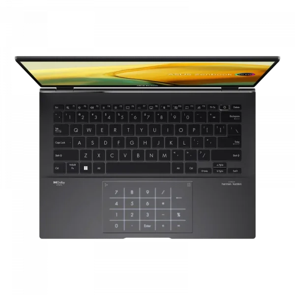 Laptop 14 ASUS Zenbook 14 OLED UM3402YA, Jade Black, AMD Ryzen 7 7730U, 16GB/1024GB, Fără SO