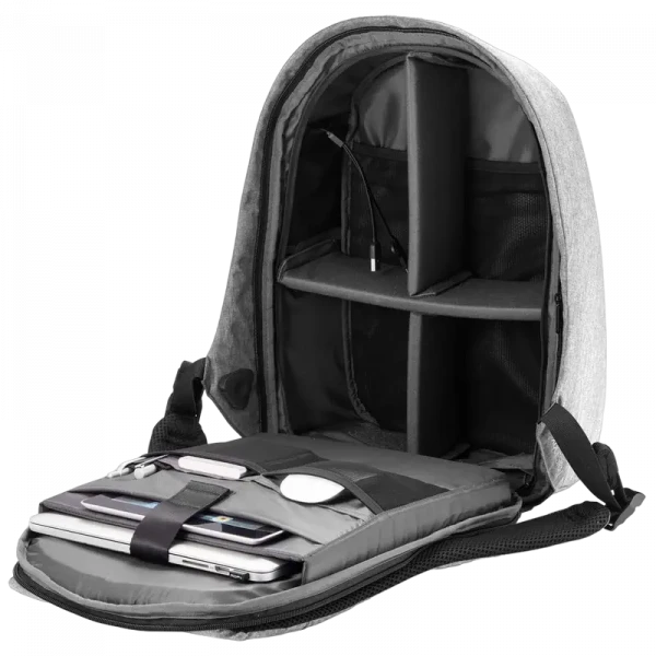 Rucsac pentru Laptop Bobby PRO, 15.6, Piele artificială, Gri