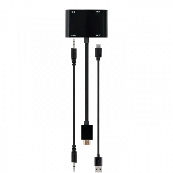 Adaptor Cablexpert A-HDMIM-HDMIFVGAF-01, HDMI (M) - HDMI (F) + VGA, 0.15 m, Negru