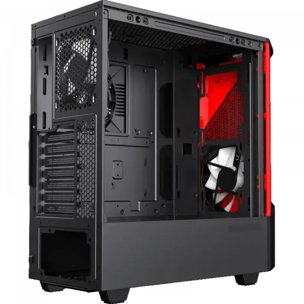 Компьютерный корпус Gamemax Contac COC, Midi-Tower, Без блока питания, Черный | Красный