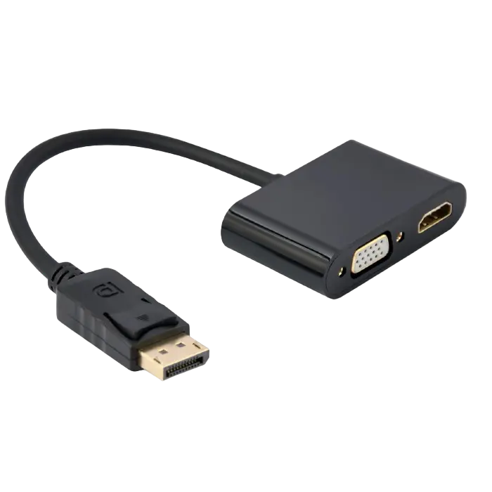 Переходник Cablexpert A-DPM-HDMIFVGAF-01, DisplayPort (M) - HDMI (F) + VGA (F), 0.1 м, Чёрный