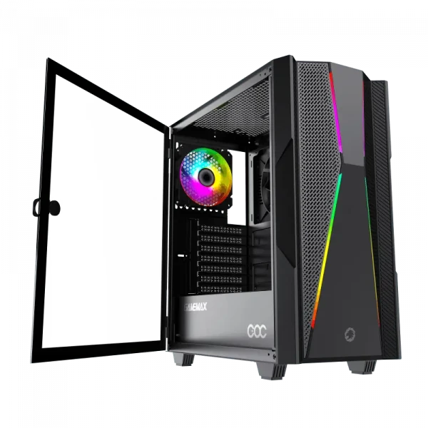 Компьютерный корпус Gamemax Typhoon COC, Midi-Tower, Без блока питания, Чёрный