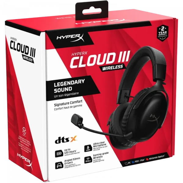 Căști HyperX Cloud III Wireless, Fără fir, Negru