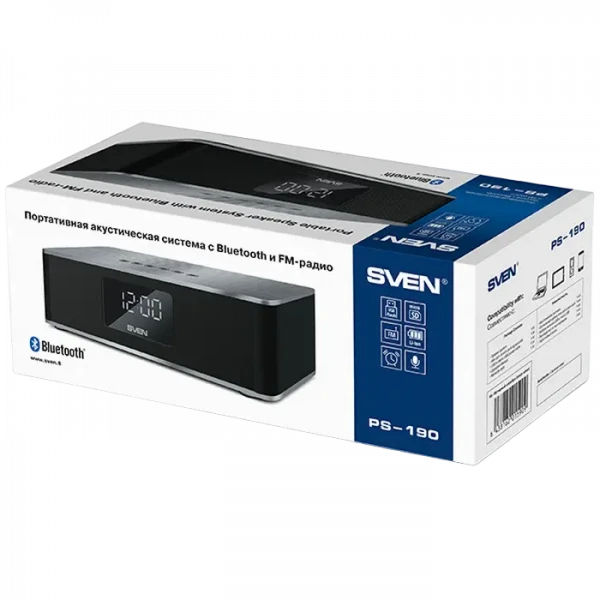 Портативная колонка SVEN PS-190, Черный/Серебристый