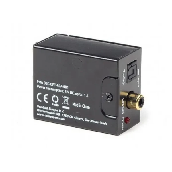 Audio Adaptor Cablexpert DSC-OPT-RCA-001, RCA - Toslink, Negru