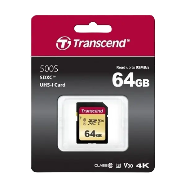 Card de Memorie Transcend SDXC Class 10, 64GB (TS64GSDC500S)