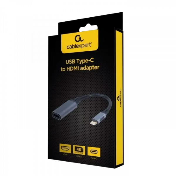Видеокабель Cablexpert A-USB3C-HDMI-01, USB Type-C (M) - HDMI, 0,15м, Серый