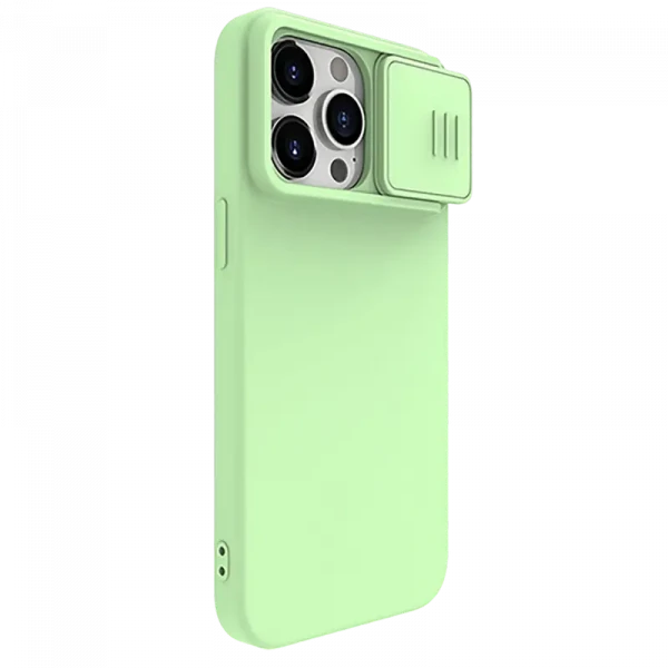 Husă Nillkin iPhone 15 Pro, CamShield Silky Silicone, Mint Green