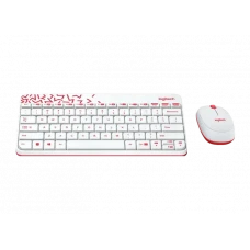 Клавиатура и мышь Logitech MK240, Беспроводное, Белый/Красный