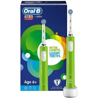 Электрическая звуковая зубная щетка BRAUN D16 Junior pro Sensitive UT, Белый/ Зеленый