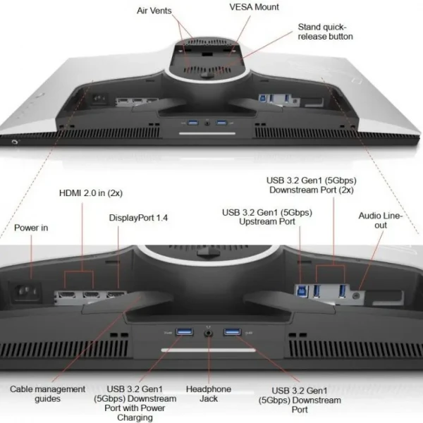 Игровой монитор DELL AW2721D / 27 дюймов / IPS 2560x1440 WQHD / Белый