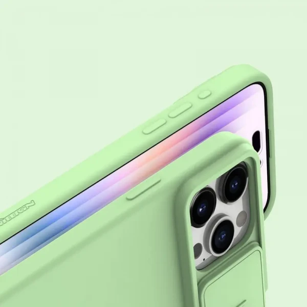Husă Nillkin iPhone 15 Pro, CamShield Silky Silicone, Mint Green