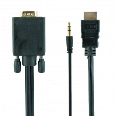 Видео кабель Cablexpert A-HDMI-VGA-03-6, HDMI (M) - VGA D-Sub + 3.5 mm Jack, 1,8м, Чёрный