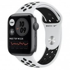 Умные часы Apple Watch SE MYYH2, 44мм, Алюминиевый корпус со спортивным ремешком Nike Pure Platinum/Black