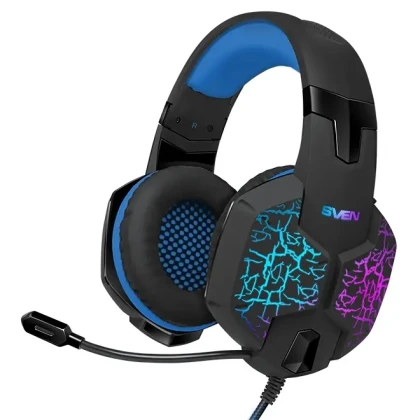 Căști gaming SVEN AP-U980MV, Cu fir, Negru/Albastru