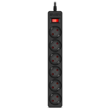 Prelungitor electric SVEN SF-06E, 6 Prize, 5m, Negru