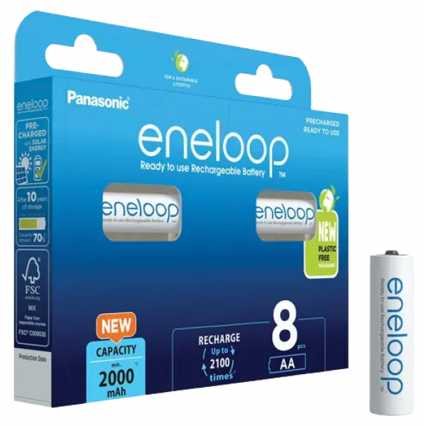 Baterii Panasonic BK-3MCDE/8BE, AA, 2000 mAh, 8 buc.